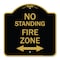 Signmission No Standing Fire Zone W/ Bidirectional Arrow, Black & Gold Aluminum Sign, 18" x 18", BG-1818-23587 A-DES-BG-1818-23587 - alternate 1